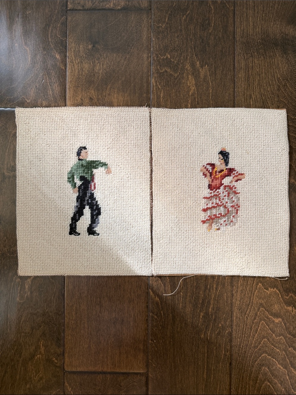 Vintage Needlepoint Spanish flamenco dancers